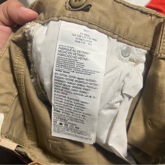 Levi 511 Slim Stretch Boys 7X Regular Tan Jeans NWT Adjustable Waist School - Picture 7 of 8